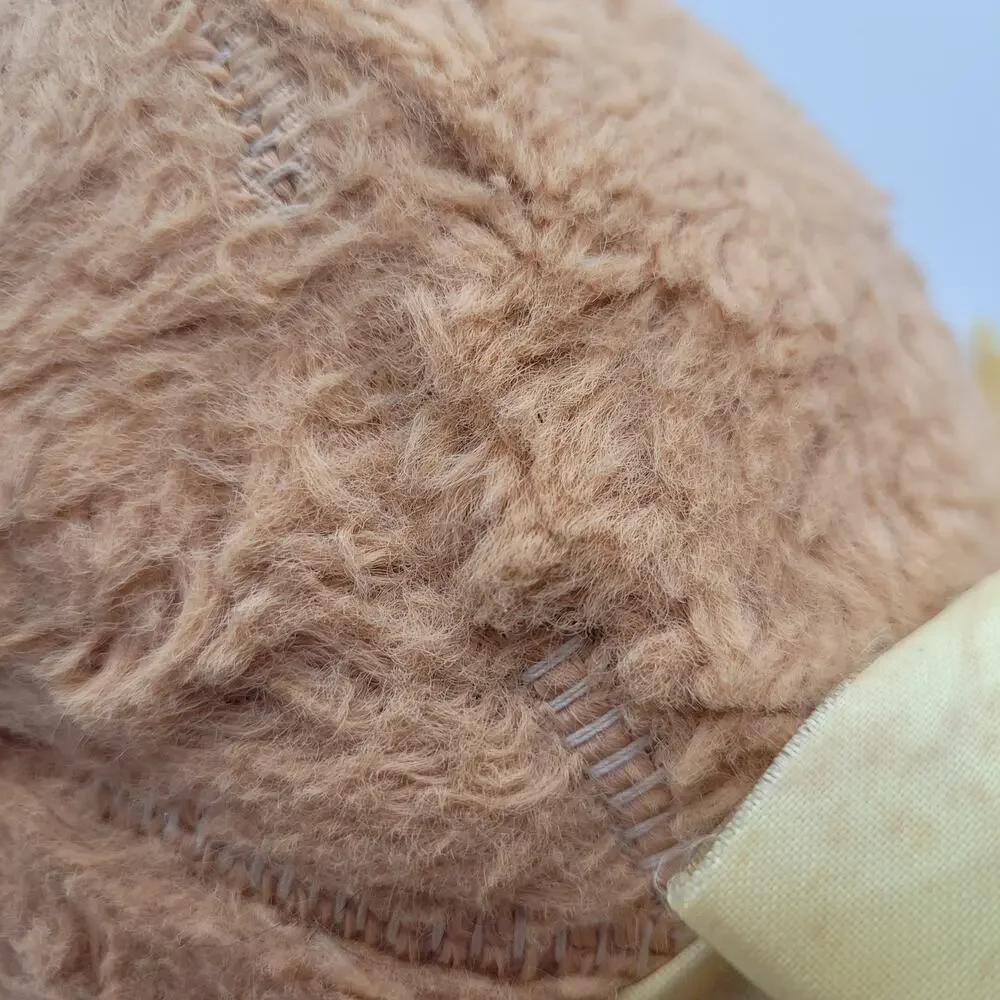 Vintage 1960s Carnival Prize Sleeping Puppy Dog Plush Yellow Ribbon Felt Eyes